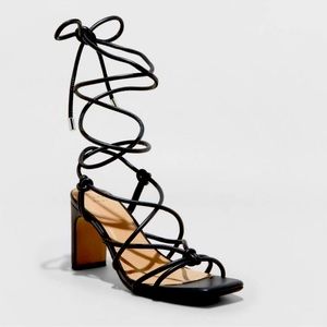 Women's Bria Strappy Heels - A New Day Black 6.5